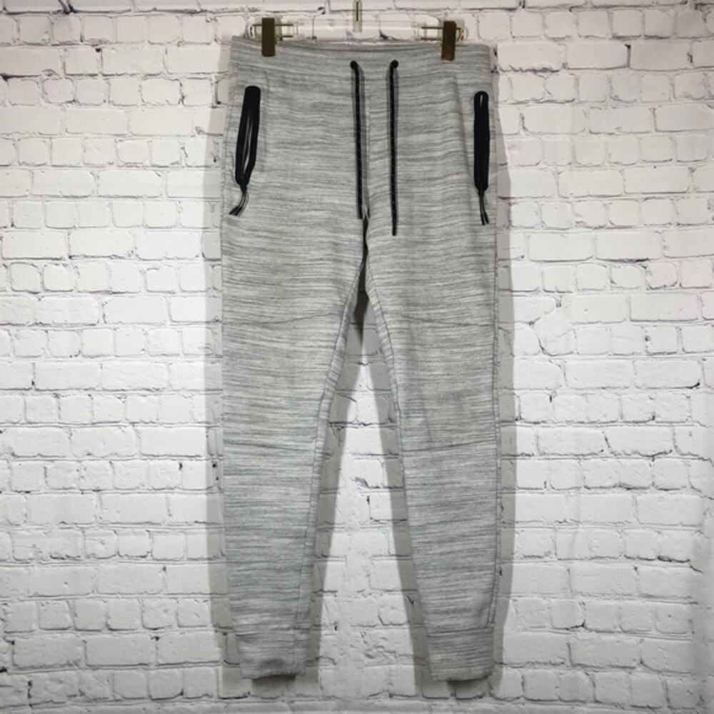 Express Men's Jogger Knit Sweat Pants Gray Heather White Black XL